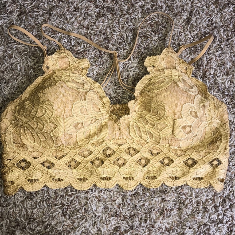 Mustard Lace Bralette / Butterfly Bralette